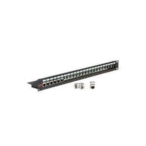 19" keystone modulholder, 24P., skærmet, sort (26.11.0360) Sort