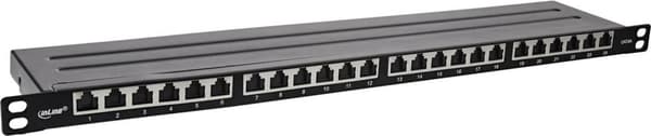 InLine® 48,30 cm (19") patchpanel Cat.6A 0,5 U 24-fold, med støvbeskyttelse, sort (76824M)