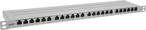InLine® 48,30 cm (19") patchpanel Cat.6A 0,5U 24-fold, med støvbeskyttelse, grå (76824L)