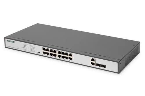 DIGITUS DN-95342-1 - switch - 19", af/at - 16 ports - unmanaged - rack-mountable Svart, Silver