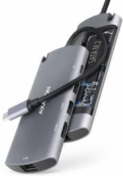 Axagon HMC-6M2 SUPERSPEED USB-C COMBO 6IN1 HUBMultiport USB 3.2 Gen 1 hub. SATA M.2, HDMI, Gigabit LAN and Power Delivery. Cable USB-C 18 cm.