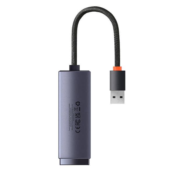 ADAPTOR RETEA Baseus Lite, USB 2.0 to RJ-45 10/100 Mbps Adapter, metalic, LED, gri "WKQX000013" (timbru verde 0.18 lei)  - 6932172606046
