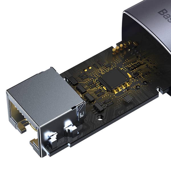 ADAPTOR RETEA Baseus Lite, USB 2.0 to RJ-45 10/100 Mbps Adapter, metalic, LED, gri "WKQX000013" (timbru verde 0.18 lei)  - 6932172606046