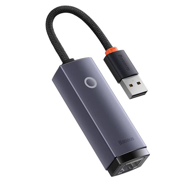 ADAPTOR RETEA Baseus Lite, USB 2.0 to RJ-45 10/100 Mbps Adapter, metalic, LED, gri "WKQX000013" (timbru verde 0.18 lei)  - 6932172606046