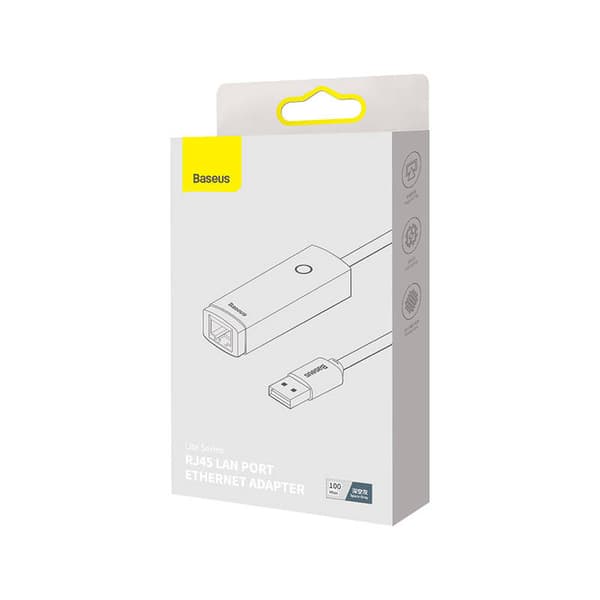 ADAPTOR RETEA Baseus Lite, USB 2.0 to RJ-45 10/100 Mbps Adapter, metalic, LED, gri "WKQX000013" (timbru verde 0.18 lei)  - 6932172606046