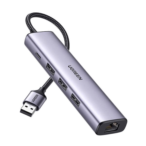 ADAPTOR RETEA Ugreen, "cm475" extern, USB 3.0 (T) la port Gigabit RJ-45, porturi USB: USB 3.0 x 3, USB Type-C x 1, argintiu "60554" (timbru verde 0.18