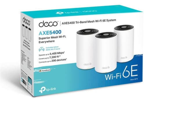 TP-LINK AXE5400 Whole Home Mesh Wi-Fi 6E System Tri-Band 574 Mbps at 2.4GHz + 2402 Mbps at 5GHz