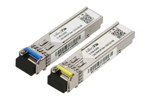 MikroTik S-3553LC20D | SFP-modul | 1,25 Gb/s, 20 km, Single-mode, Par (T1310nm/R1550nm) + (T1550nm/R1310nm)