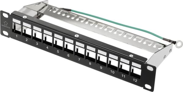 Renkforce RF-4996626 12 ports patchpanel 254 mm (10) Uden stik 1 HE Sort