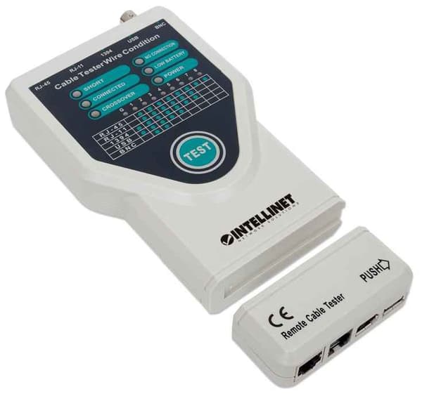 RJ-11/RJ-45/USB/1394/BNC Intellinet-kabeltestare