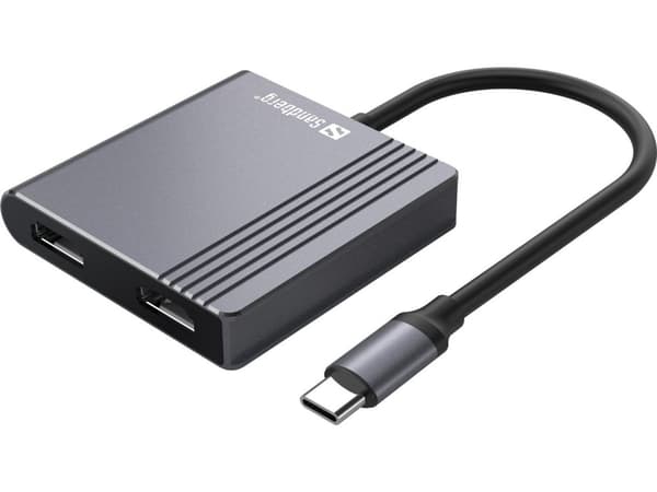 Sandberg USB-C-docka 2xHDMI+USB+PD, 136-44 Grå