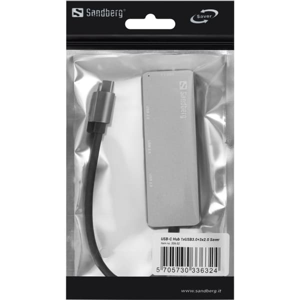 Sandberg USB-C Hub 1xUSB3.0+3x2.0 SAVER, 336-32