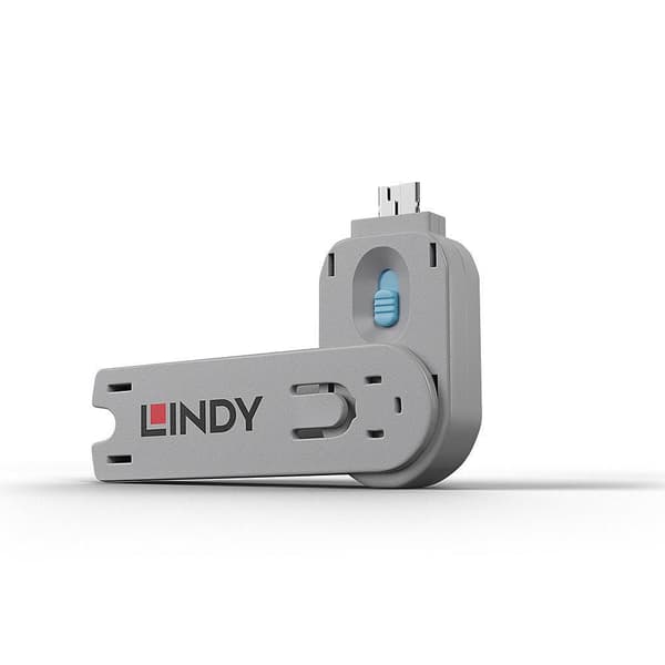 Lindy USB Typ A Portlås med Nyckel, Blå, 40622