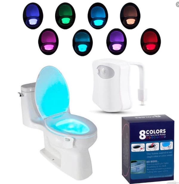 2436/5000 8 färger LED-toalettlampa Rörelsesensor Midnattsljus