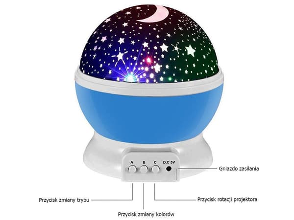 Roterande Stjärnprojektor  Blå Nattlampa / Stjärnlampa Lampa