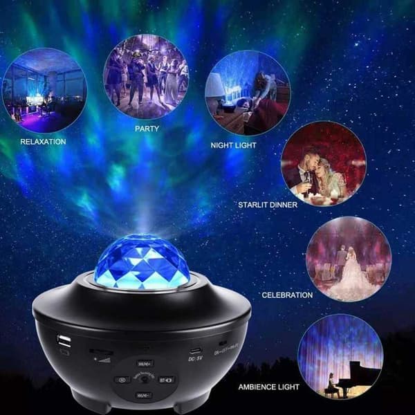 Stjärnprojektor Rymdlampa LED med Inbyggd Bluetooth Högtalare