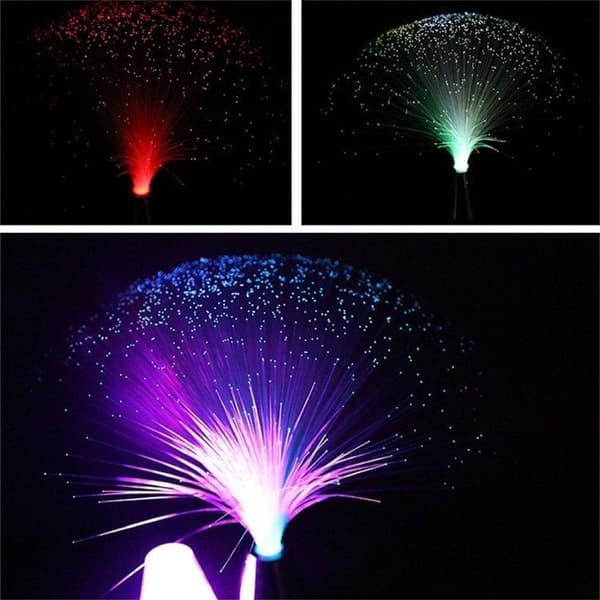 Fiberoptisk Lampe / Fiberlampe - Fargeskiftende - 21 cm