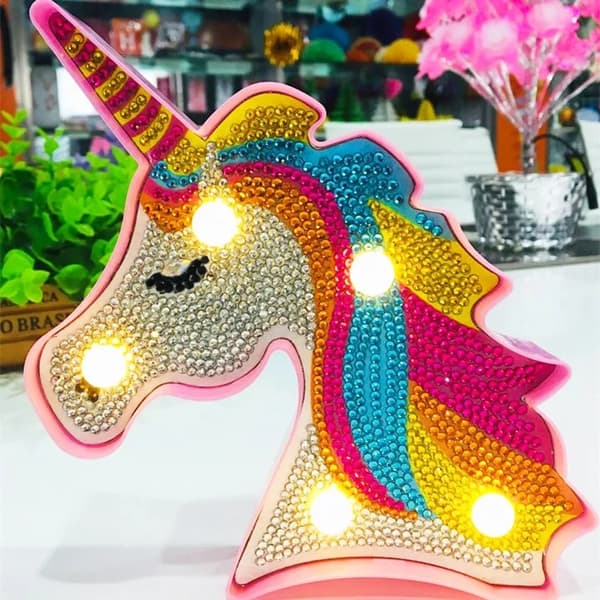 Diamond Painting Lampa för Barn LED / Diamantmålning - Unicorn