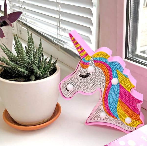 Diamond Painting Lampa för Barn LED / Diamantmålning - Unicorn