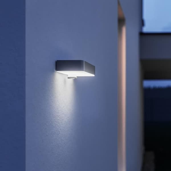 STEINEL Vägglampa utomhus Xsolar SOL-O S solcellslampa med sensor 3000K IP44 - Silver