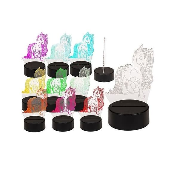 Unicorn nattljus 3D-effekt lampa med färgförändring