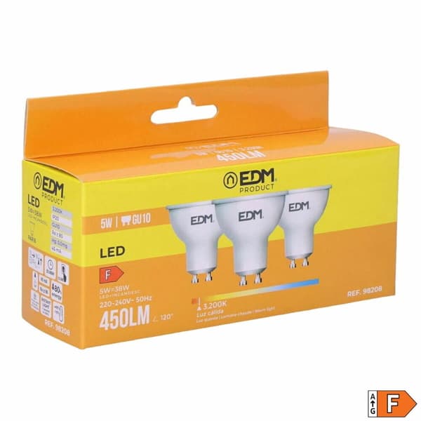 Pakke med 3 LED-lamper EDM 98208 F 5 W 45 W GU10 450 lm Ø 5 x 5,5 cm (3200 K)