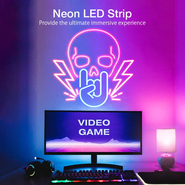 BW-NL1 Neon LED Strip 300CM RGBIC-ljus med Music Sync DIY-design APP & fjärrkontroll Arbeta med Alexa, Google Assistant, EU-kontakt