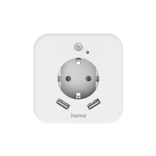 Hama Led nattlampa med Stopcontact 2 USB-portar och rörelse- och ljussensorer