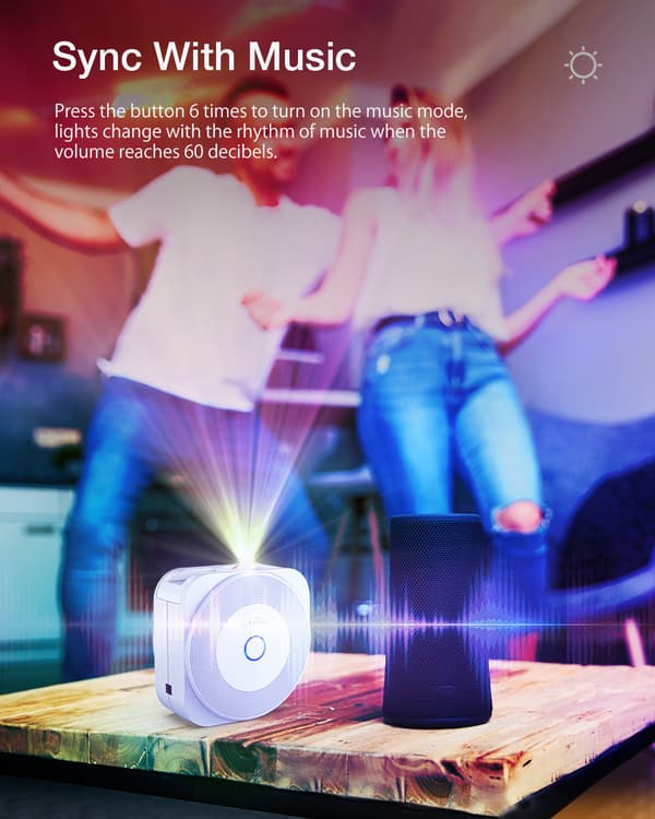 BW-PLT1 Smart Star-projektor uppgraderad version med Star + Colorful LED Nebula Sync With Music Smart APP Control Timing & Countdown Voice Control med