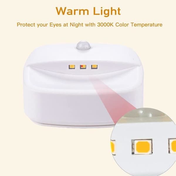 LED nattljus med inre rörelsesensor - 6 delar - Vit - Mått 6