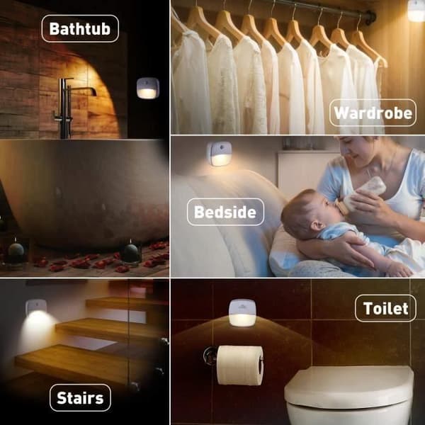 Migimi LED-väggnattljus Rörelsesensor, ljussensor, [3-pack] Inomhusbelysning för babyrum Vardagsrum G