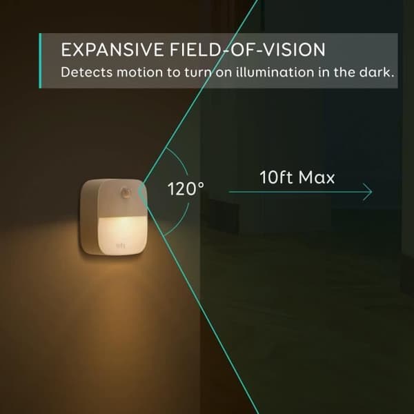 [Pack of 3] Lumi Night Light - SIKSOG - Självhäftande vägglampa med varmfärgad LED, rörelsesensor, ljussensor