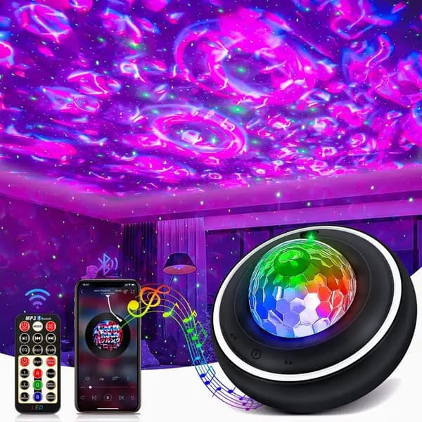 Galaxy Nattlampa / Rymdlampa Stjärnprojektor med Bluetooth Högtalare LADDNINGSBAR - 2.5h speltid