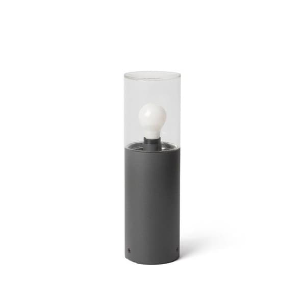 Mörkgrå pollare med transparent glas H400 KILA