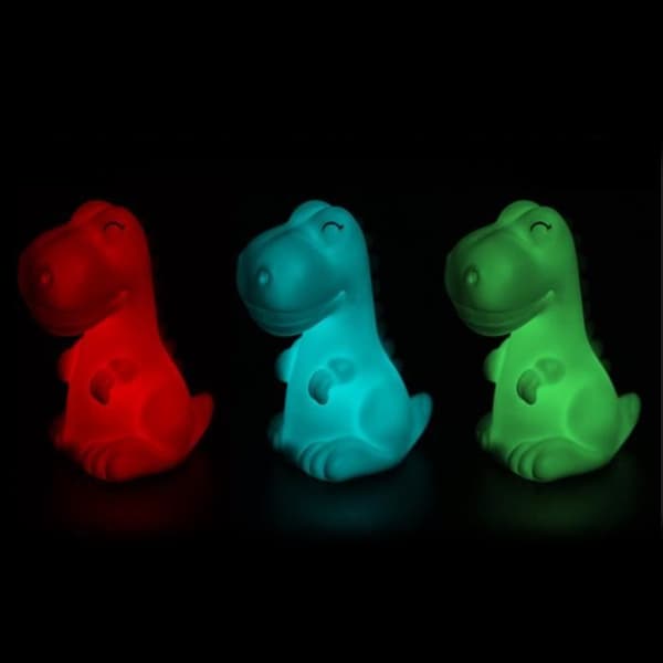 LED-nattljus - Dinosaurie - Flerfärgad - Timer 15 min - Ingår LR44-batterier - PVC
