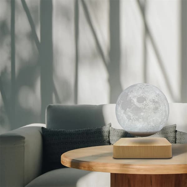 Flydende Maglev Lampe Atmosfærelampe Moon Ash Wood