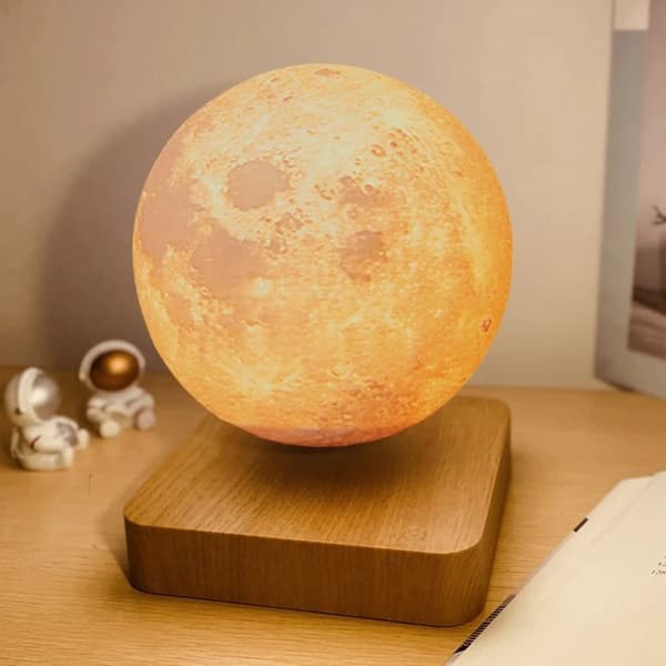 Flydende Maglev Lampe Atmosfærelampe Moon Ash Wood