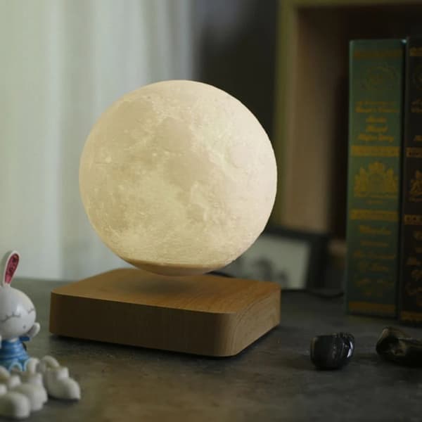 Flydende Maglev Lampe Atmosfærelampe Moon Ash Wood