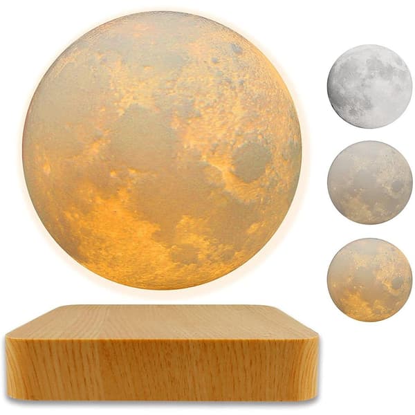 Flydende Maglev Lampe Atmosfærelampe Moon Ash Wood