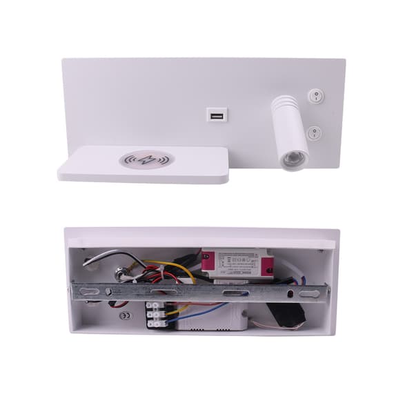 Seinävalo / yövalo langattomalla laturilla älypuhelimelle + usb-liitäntäpistoke