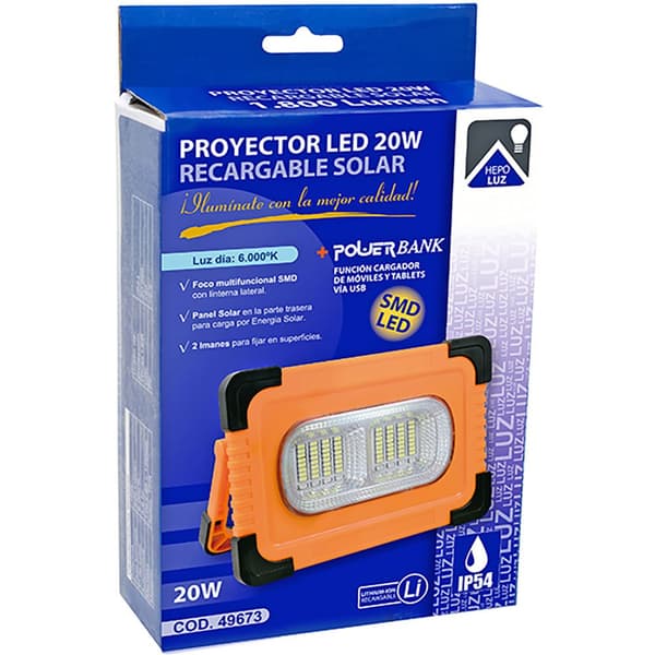 Hepoluz Uppladdningsbar Solar Led Strålkastare 6000k 20w 6000k Silver