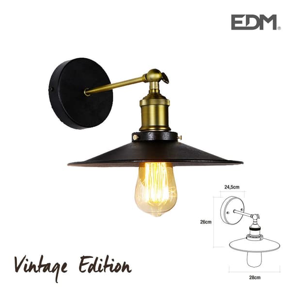 Edm Vägglampa Vintage 32100 E27 60w Svart