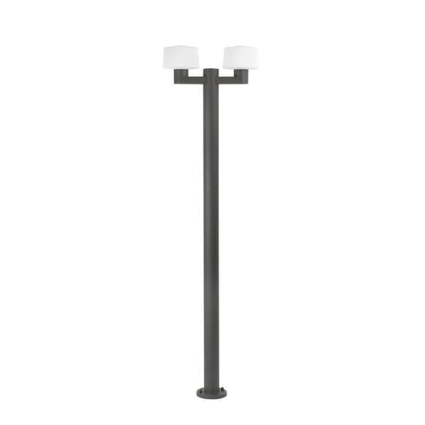 Golvlampa - Faro Barcelona - MITU - Aluminium och opal polykarbonat - IP44 Mörkgrå
