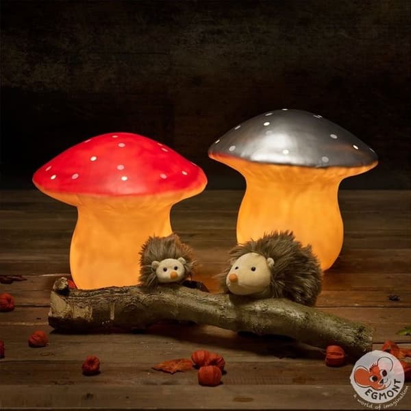 Bordslampa / LED nattlampa Stor Röd Svamp H30cm - EGMONT TOYS - Barn - Unisex - Plast - Röd