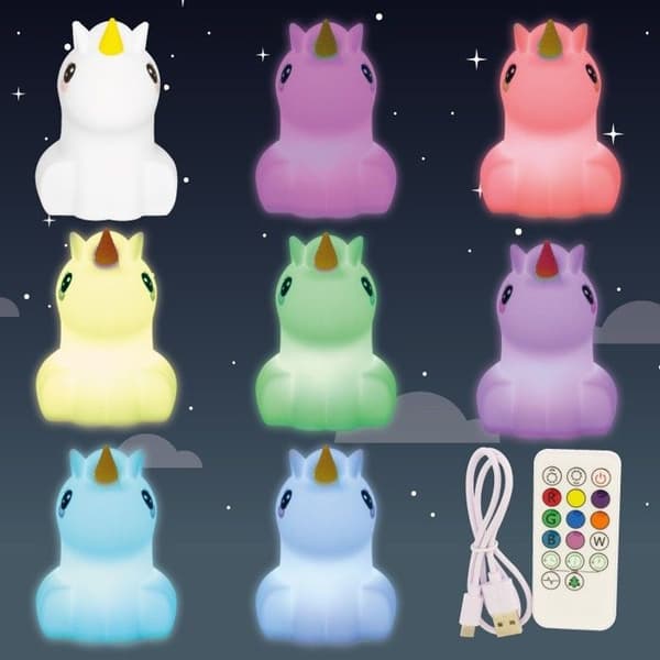 Nattlampa - ULYSSE - Unicorn Night Light - Giftfritt silikon - USB Uppladdningsbar