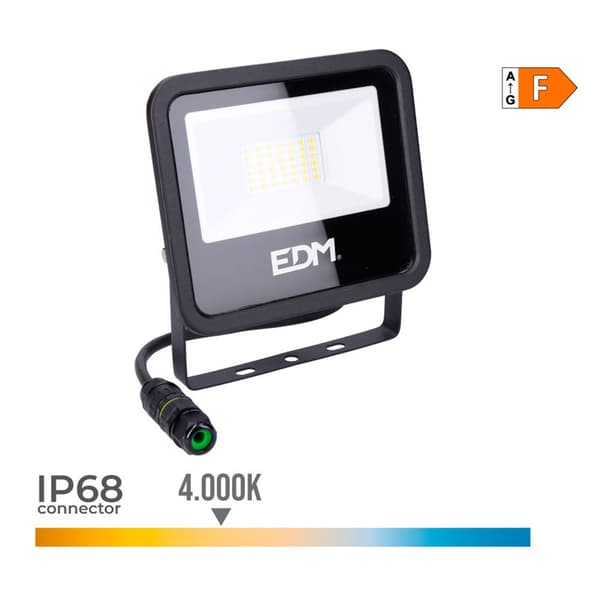 Edm Led Spotlight 70407 2370 Lm Black Series 30w Søvfarvet