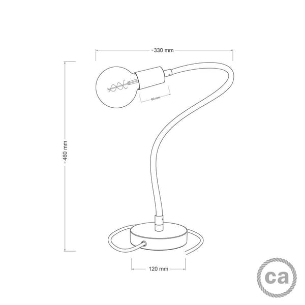 Creative Cables Ledad Bordslampa Med Diffust Ljus Med Engelsk Stickpropp Table Flex