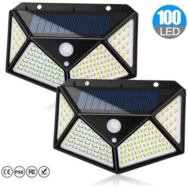 Utomhus vattentät solcellslampa 100 LED med rörelsedetektor - Svart - Solenergi - LED - Trädgård