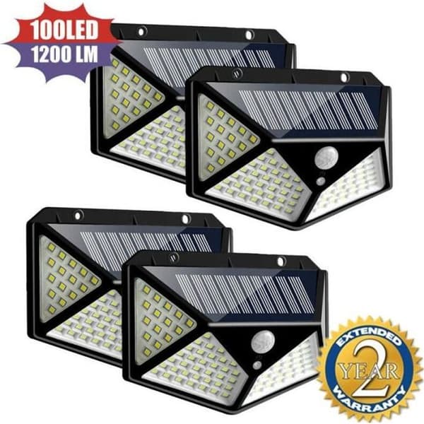 Utomhussolar vägglampa 100 LED, med rörelsesensor IP65 Vattentät för trädgård utomhusbelysning, 1st