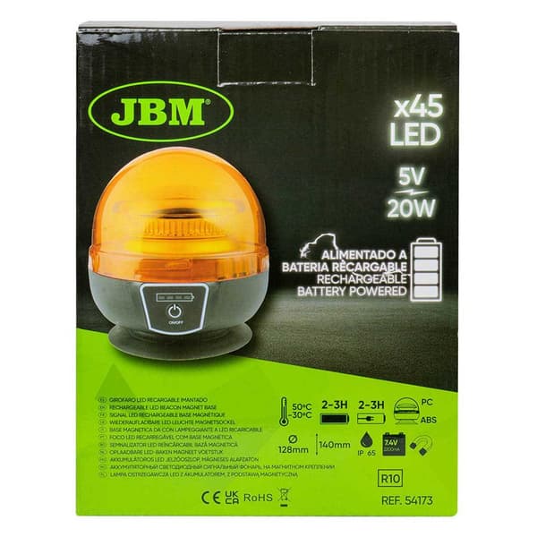 Jbm Genopladelig Roterende Beacon Magnetisk Led